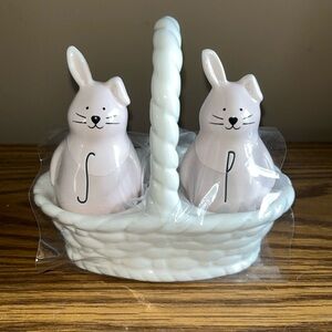 Rae Dunn bunnies in a basket salt & pepper shakers